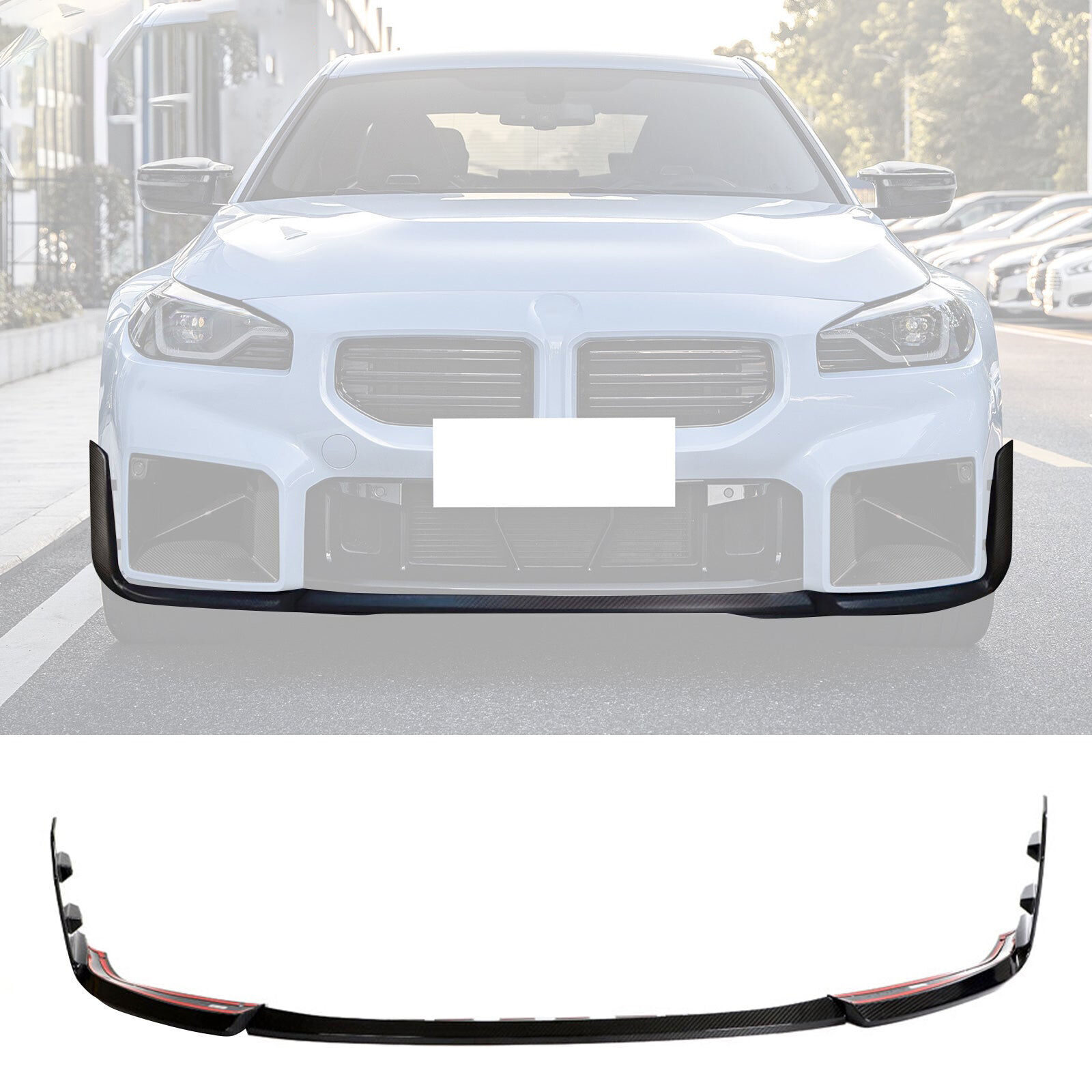 2023-2024 BMW 2-Series M2 G87 M-Performance Style Front Bumper Lip 3PCS - BLF-BG87MP-DCF