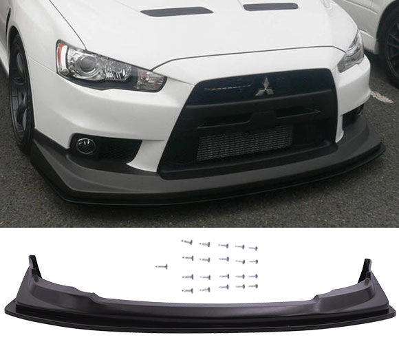 2008-2015 Mitsubishi EVO X Type-V Polyurethane Front Bumper Lip - IKN-BLF-MEVO10VTX-PU