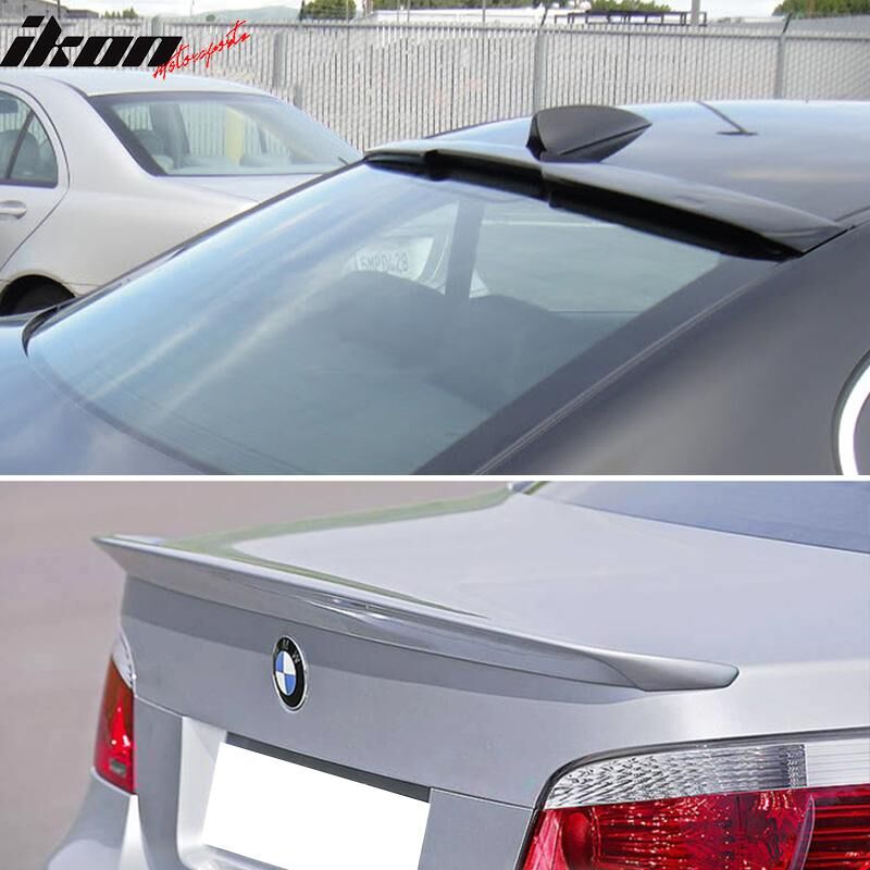 2004-2010 BMW 5-Series E60 4DR Sedan Titanium Trunk + Roof Spoiler/Wing Combo 2PC Silver