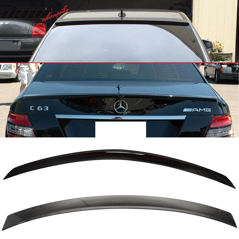 2008-2014 Mercedes Benz C-Class W204 Sedan Trunk + Roof Spoiler/Wing Combo 2PC Black #040
