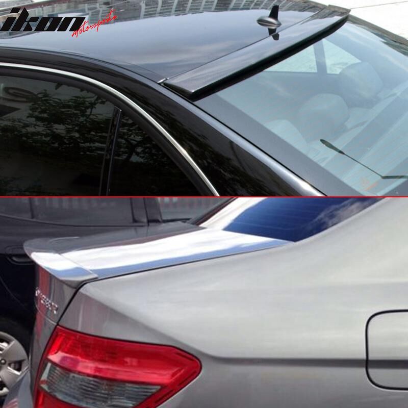 2008-2014 Mercedes Benz C-Class W204 Sedan Trunk + Roof Spoiler/Wing Combo 2PC Black #040