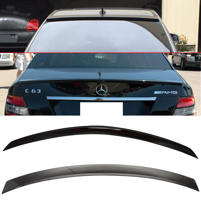 2008-2014 Mercedes Benz C-Class W204 Sedan Trunk + Roof Spoiler/Wing Combo 2PC Black #040 - CB-A004812