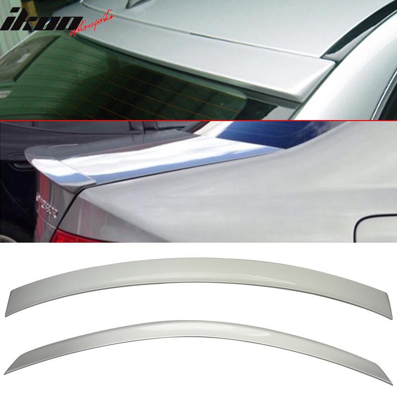 2008-2014 Mercedes Benz C-Class W204 Sedan Trunk + Roof Spoiler/Wing Combo 2PC Iridium Silver Metallic #744