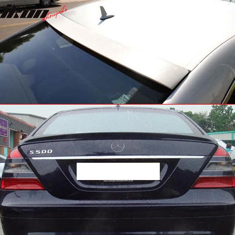 2007-2013 Mercedes Benz S-Class W221 4DR Sedan Trunk + Roof Spoiler/Wing Combo 2PC Black #040