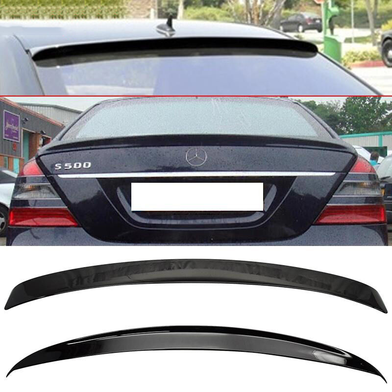 2007-2013 Mercedes Benz S-Class W221 4DR Sedan Trunk + Roof Spoiler/Wing Combo 2PC Black #040 - CB-A004855