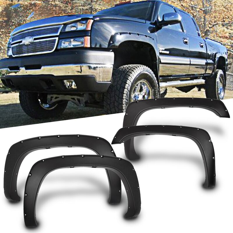 1999-2007 Chevrolet Silverado 1500/2500/3500 Smooth Fender Flares 4PC Front & Rear - FF-CSV99PKPP-BK