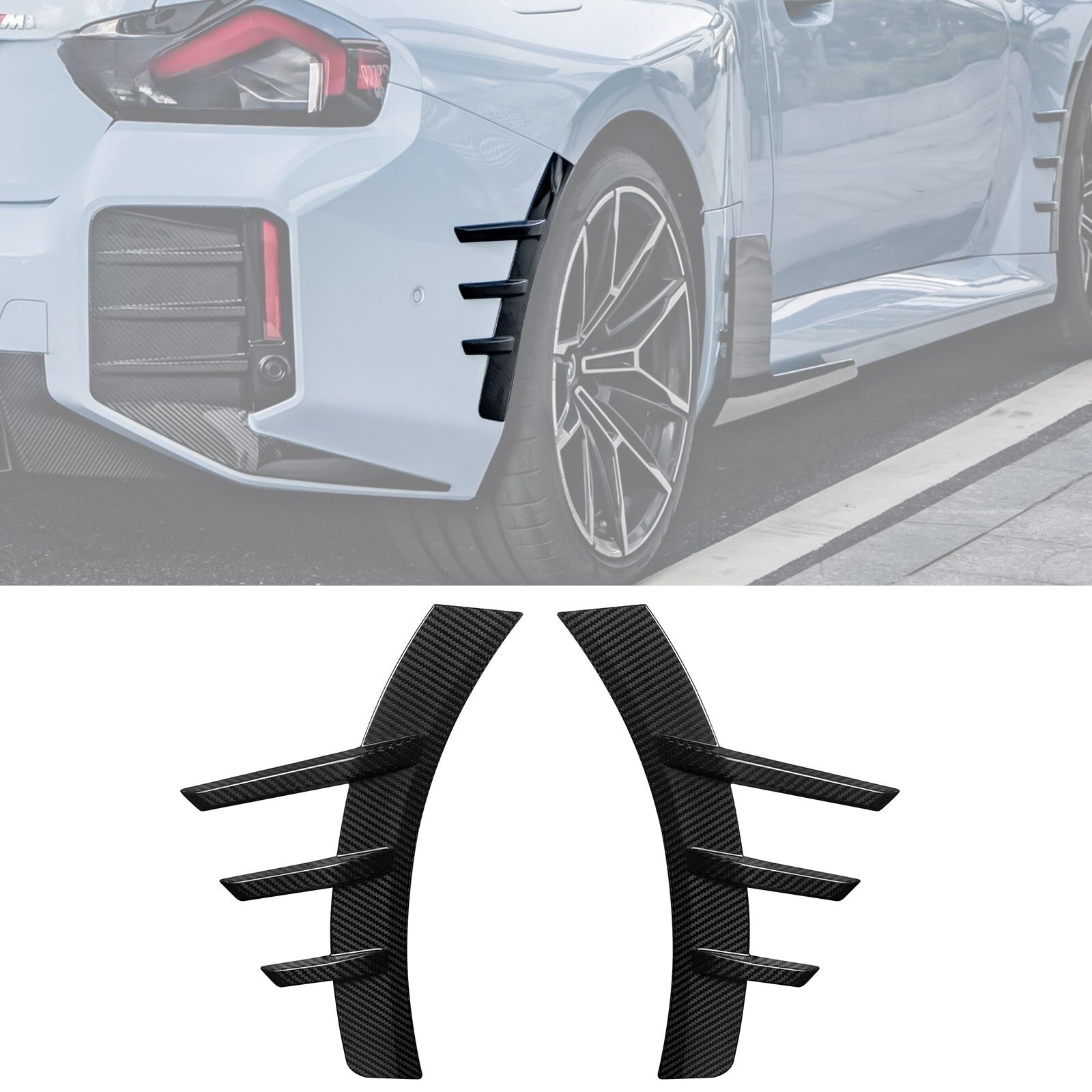 2023-2024 BMW 2-Series M2 G87 M-Performance Style Rear Side Fender Spats - RV-BG87MP2P-DCF