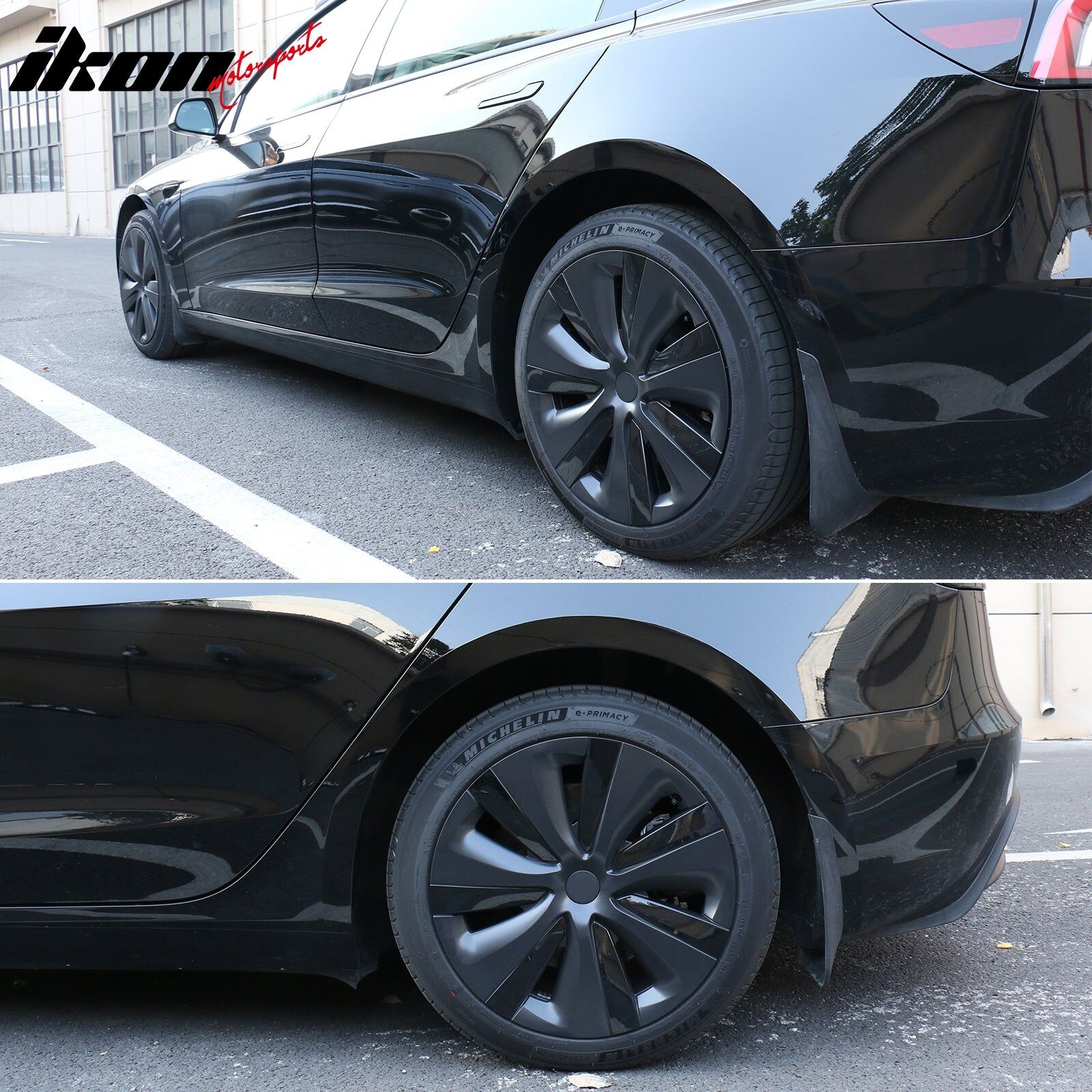 2024-2025 Tesla Model 3 S Style Gunmetal/Gloss Black Hubcab Wheel Covers 18"