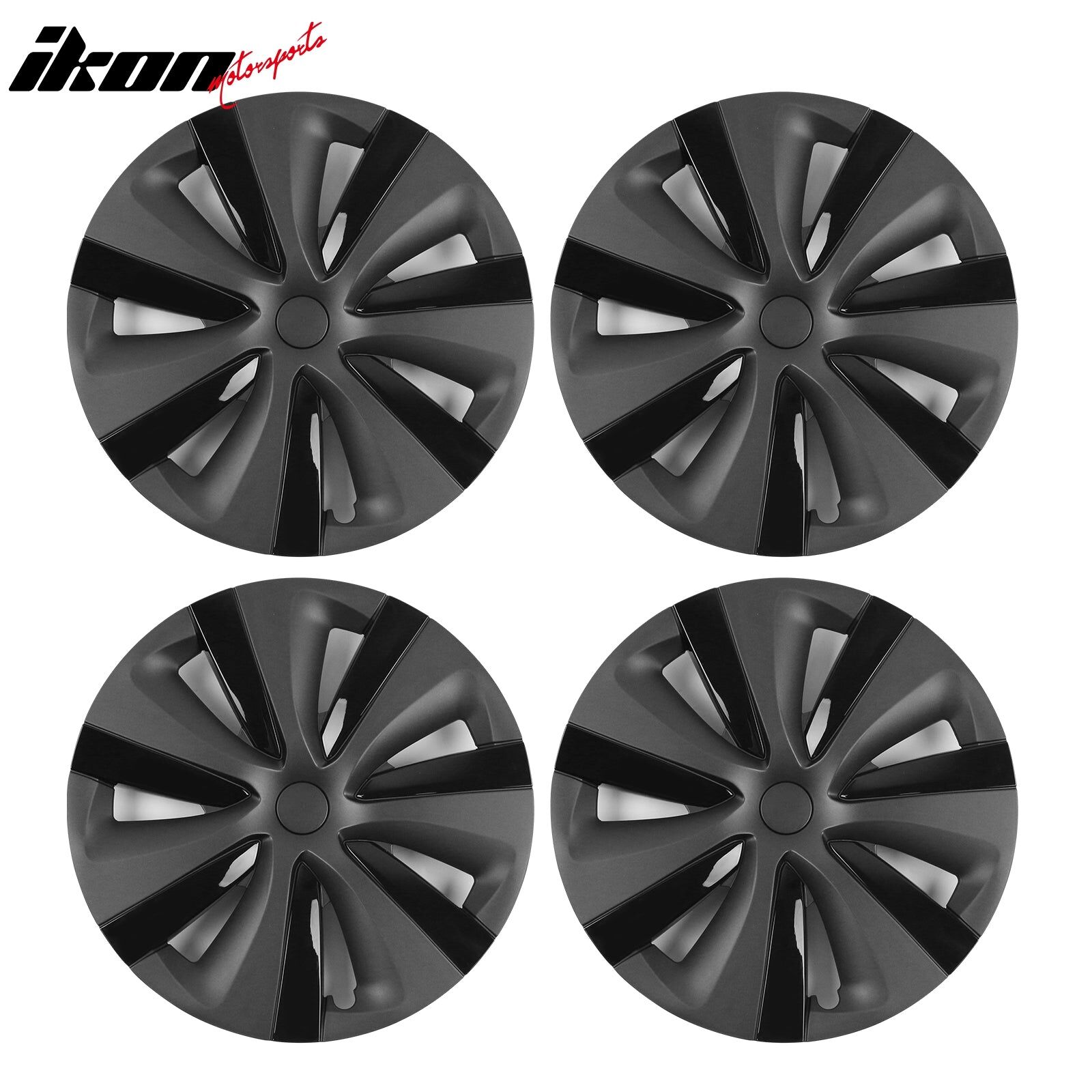 2024-2025 Tesla Model 3 S Style Gunmetal/Gloss Black Hubcab Wheel Covers 18"