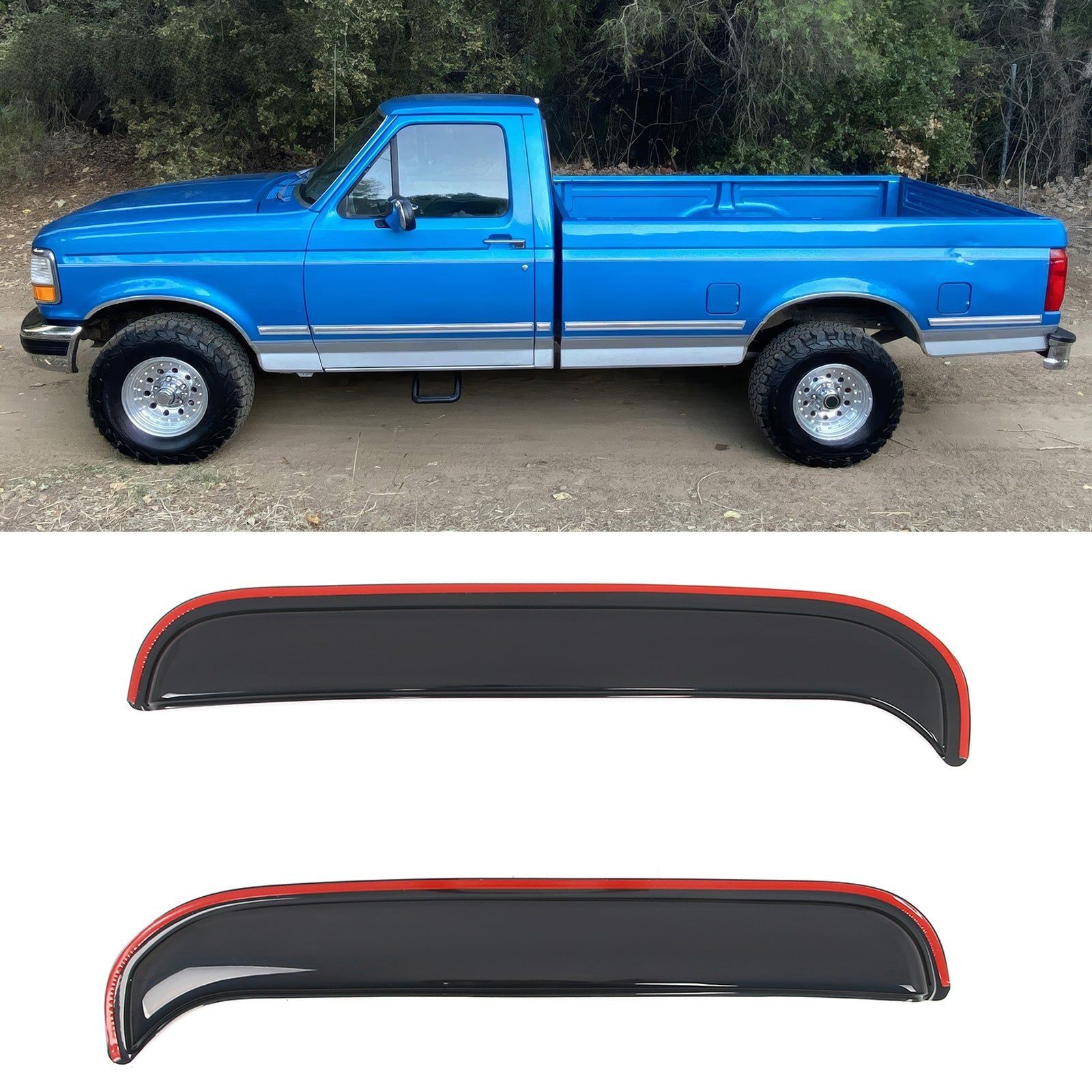 1980-1996 Ford F-150/F-250/F-350 Regular Cab Window Visors Vent Guard - WDIC-FF15080SC