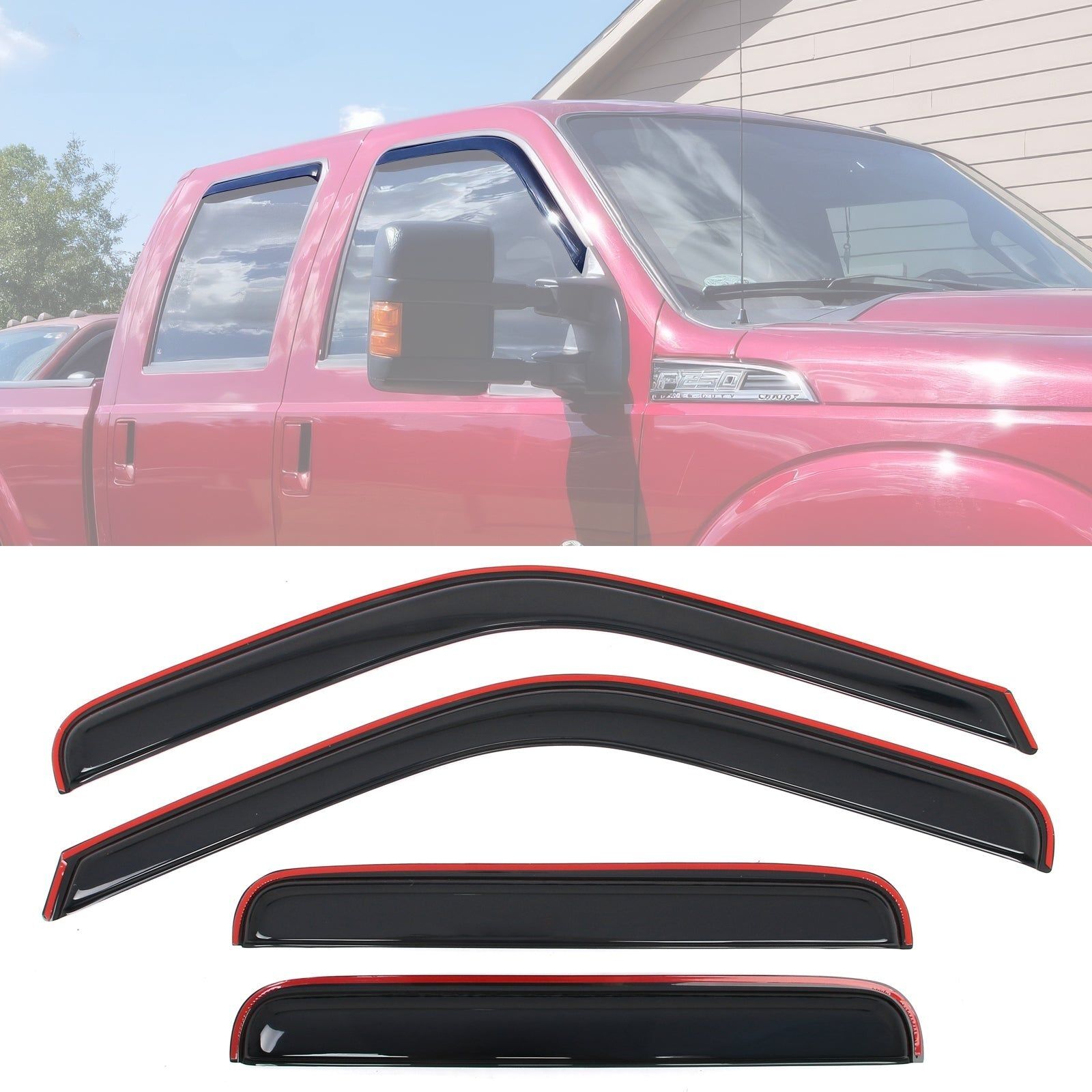 1999-2016 Ford F-250/F-550 Super Duty Crew Cab Window Visors Vent Guard - WDIC-FFSD99CC