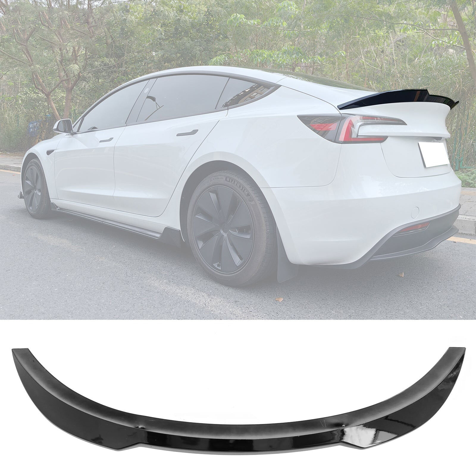 2024-2025 Tesla Model 3 Performance ABS-Plastic Rear Spoiler Wing - AST-TSL317P-GBK