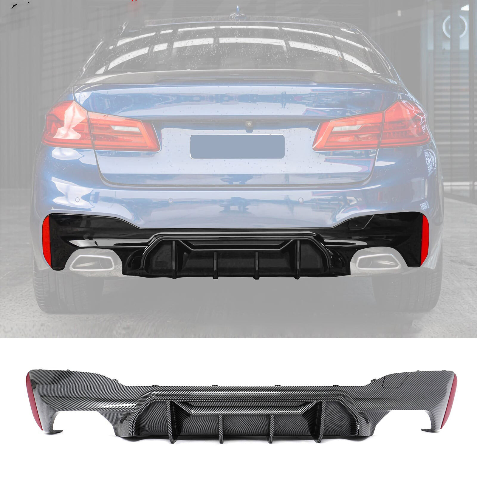 2017-2023 BMW 5-Series G30 M5 M-Performance Polypropylene Rear Diffuser Carbon-Fiber-Print - BLD-BG30F90MP-CFL