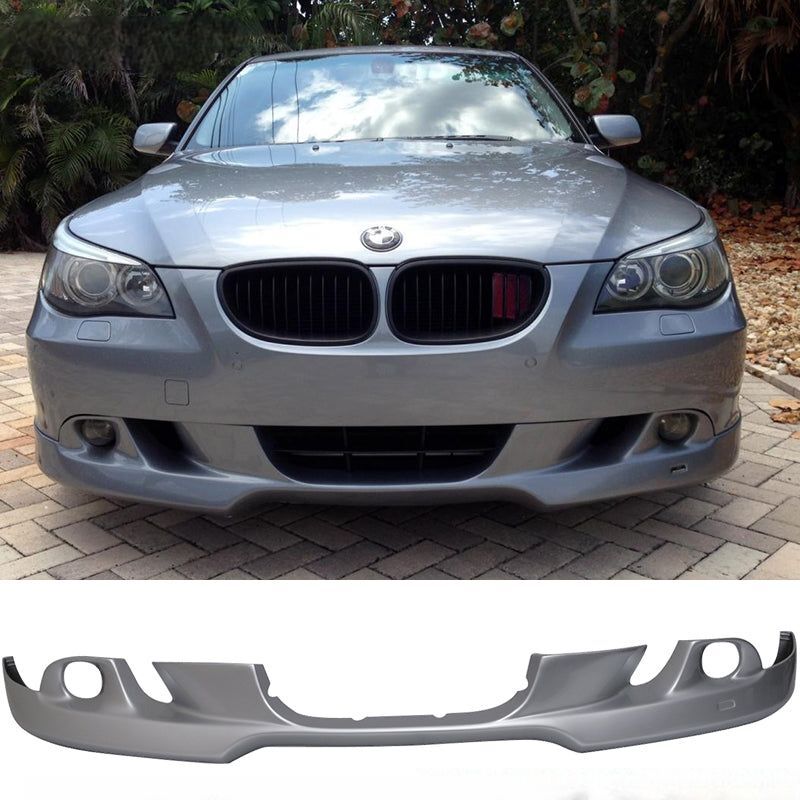 2004-2007 BMW 5-Series E60 Polyurethane Front Bumper Lip Pre-Painted #354 Titanium Silver Metallic - BLF-BE60M-354