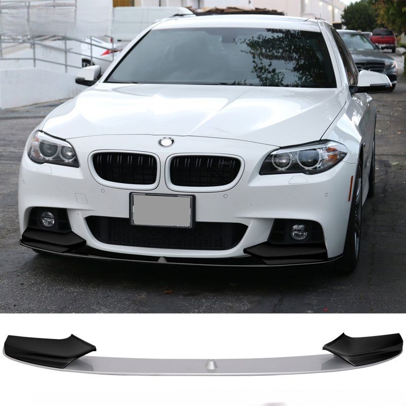 2011-2016 BMW 5-Series F10 Performance Polypropylene Front Bumper Lip Pre-Painted Black + #354 Titanium Silver Metallic - BLF-BF10MP-2T-354