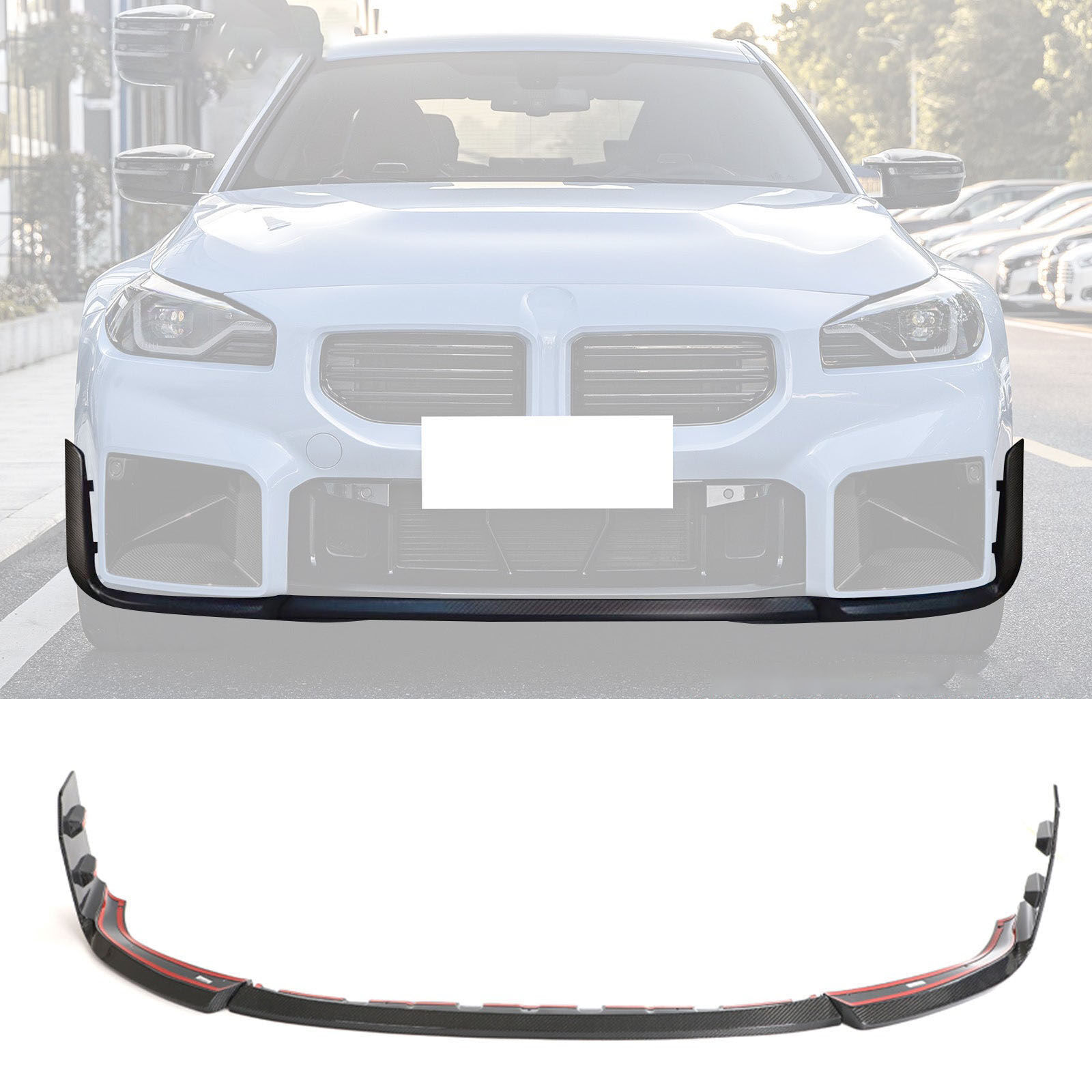 2023-2025 BMW M2 G87 M-Performance Carbon Fiber Front Bumper Lip 3PCS - BLF-BG87MP-CF