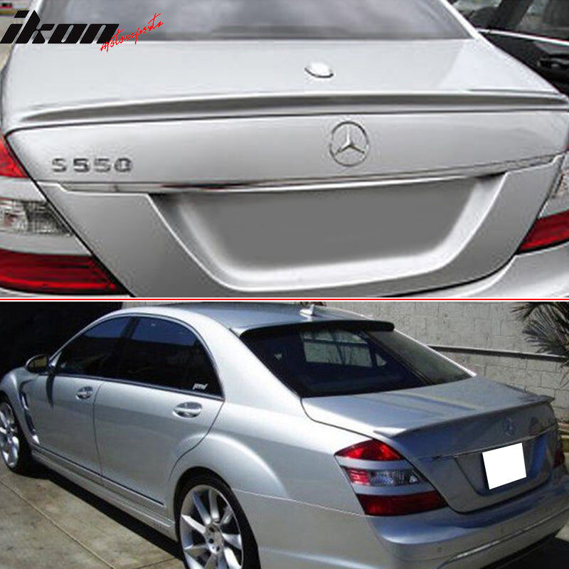 2007-2013 Mercedes Benz S-Class W221 ABS-Plastic Rear Spoiler Wing + Roof Spoiler Pre-Painted #775 Iridium Silver Metallic