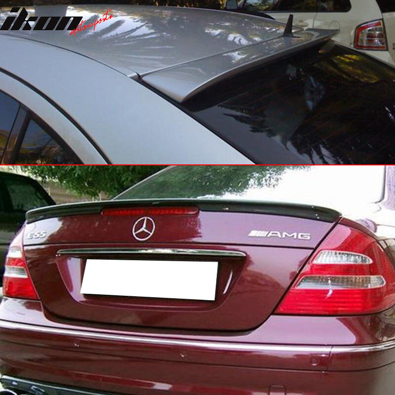 2003-2005 Mercedes Benz E-Class W211 ABS-Plastic Rear Spoiler Wing + Roof Spoiler Pre-Painted #775 Iridium Silver Metallic