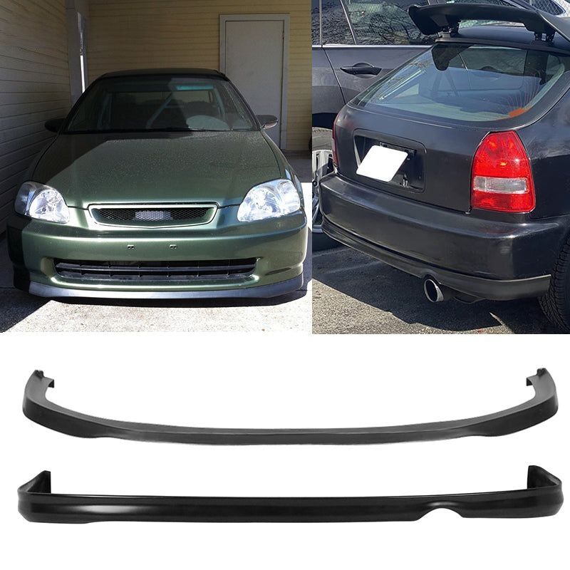 1996-1998 Honda Civic 2DR SIR-Style Polyurethane Front Lip + Rear Lip - CB-A009976