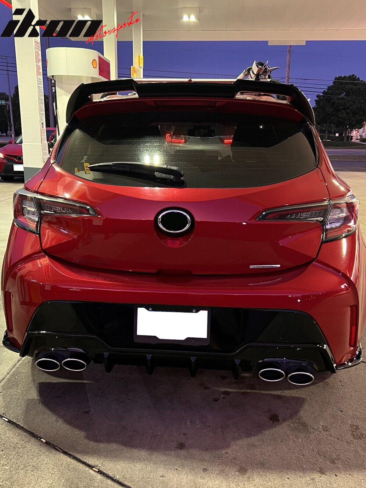 2019-2022 Toyota Corolla 5DR TS-Style ABS-Plastic Rear Diffuser + Rear Aprons Pre-Painted Attitude Black Metallic (Color Code #218)