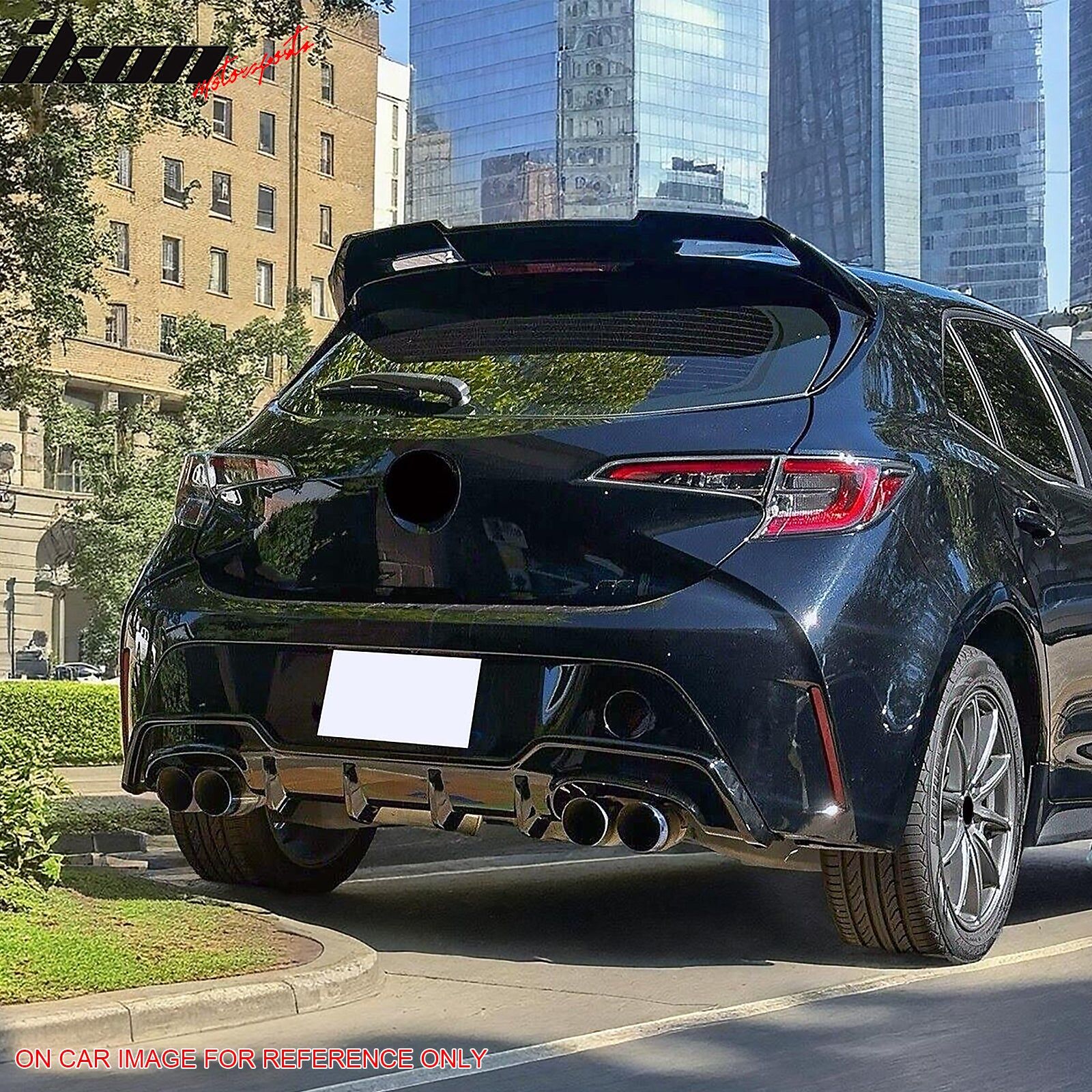 2019-2022 Toyota Corolla 5DR TS-Style ABS-Plastic Rear Diffuser + Rear Aprons Pre-Painted Attitude Black Metallic (Color Code #218)