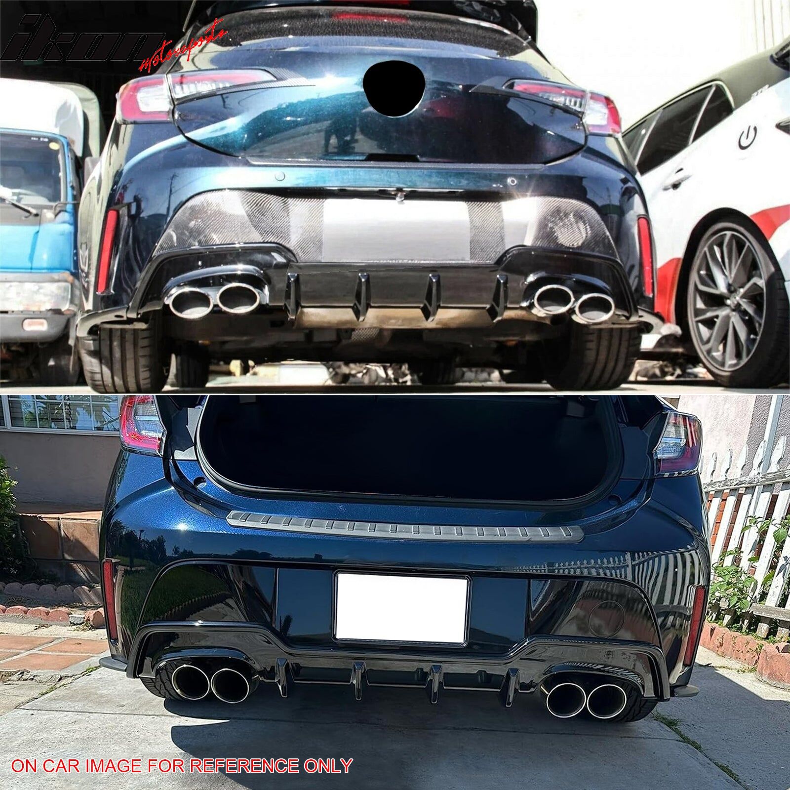2019-2022 Toyota Corolla 5DR TS-Style ABS-Plastic Rear Diffuser + Rear Aprons Pre-Painted Attitude Black Metallic (Color Code #218)