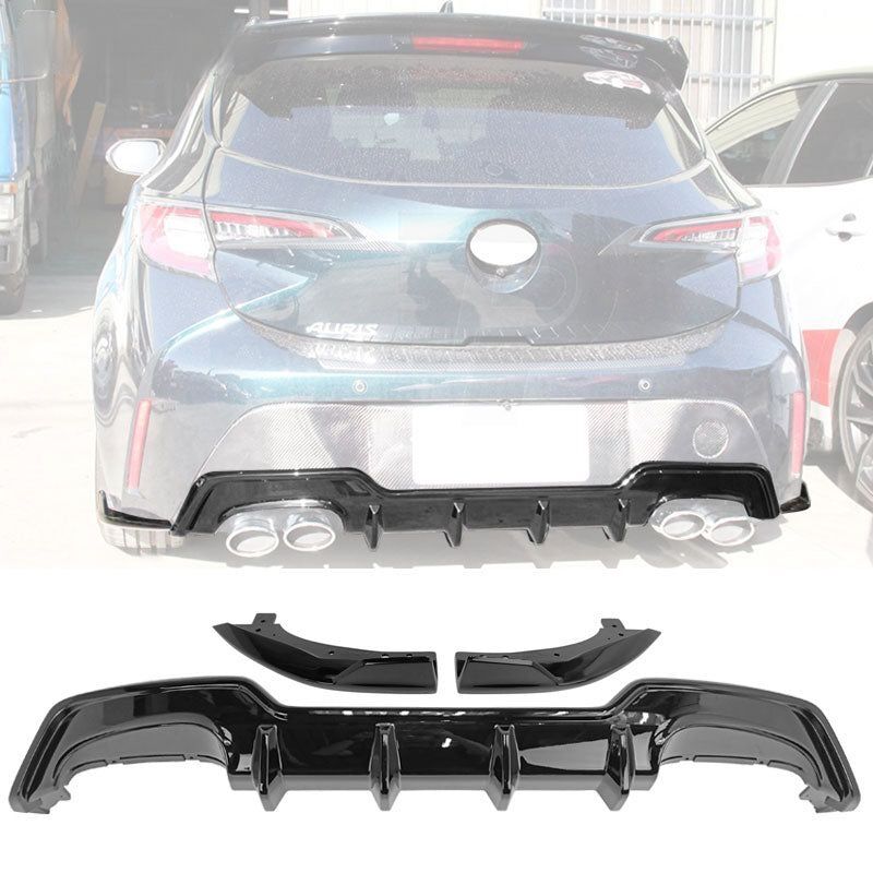 2019-2022 Toyota Corolla 5DR TS-Style ABS-Plastic Rear Diffuser + Rear Aprons Pre-Painted Attitude Black Metallic (Color Code #218) - CB-A012541