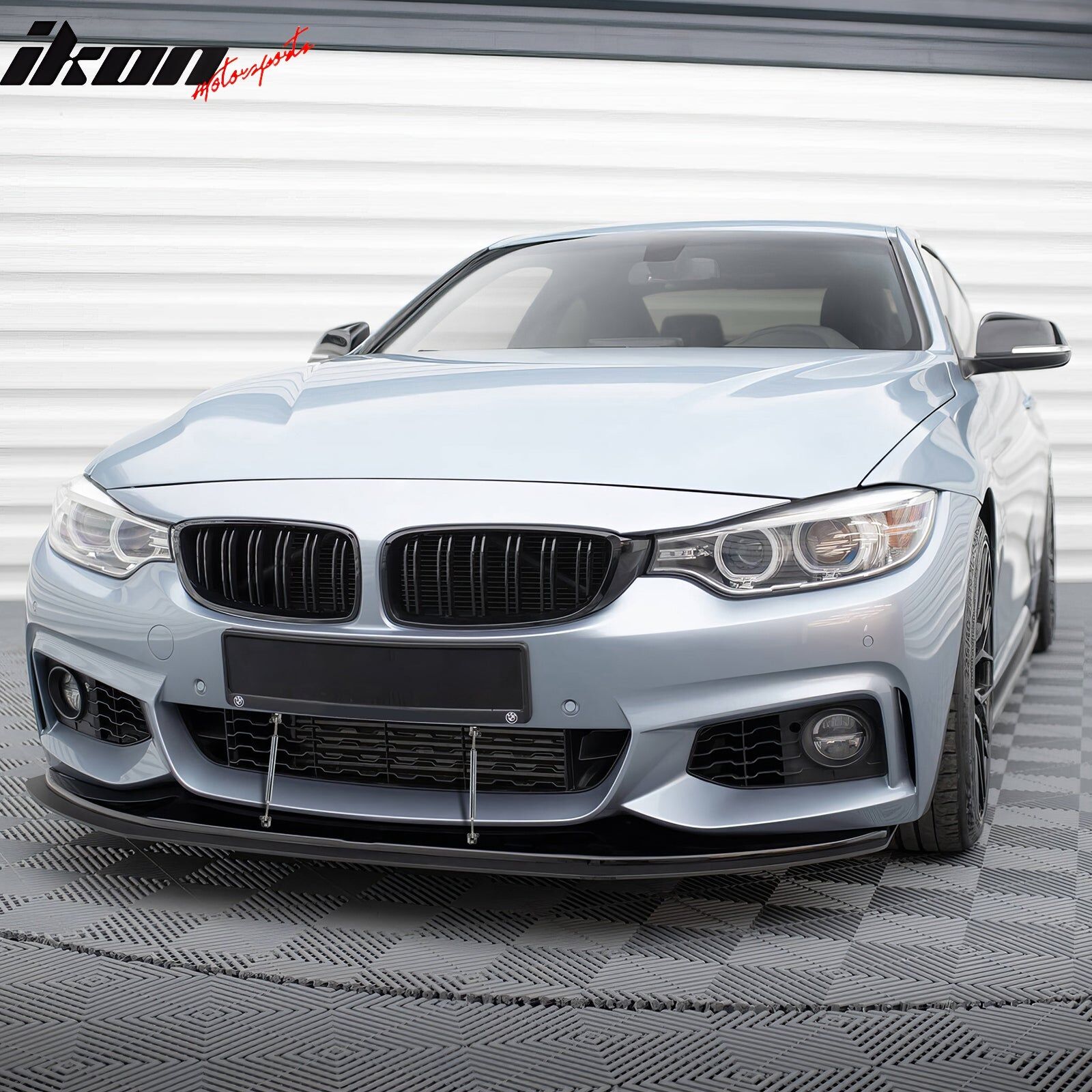 2014-2020 BMW 4-Series F32/F33/F36 Polyurethane Front Bumper Lip + Splitters + Gunmetal Rod