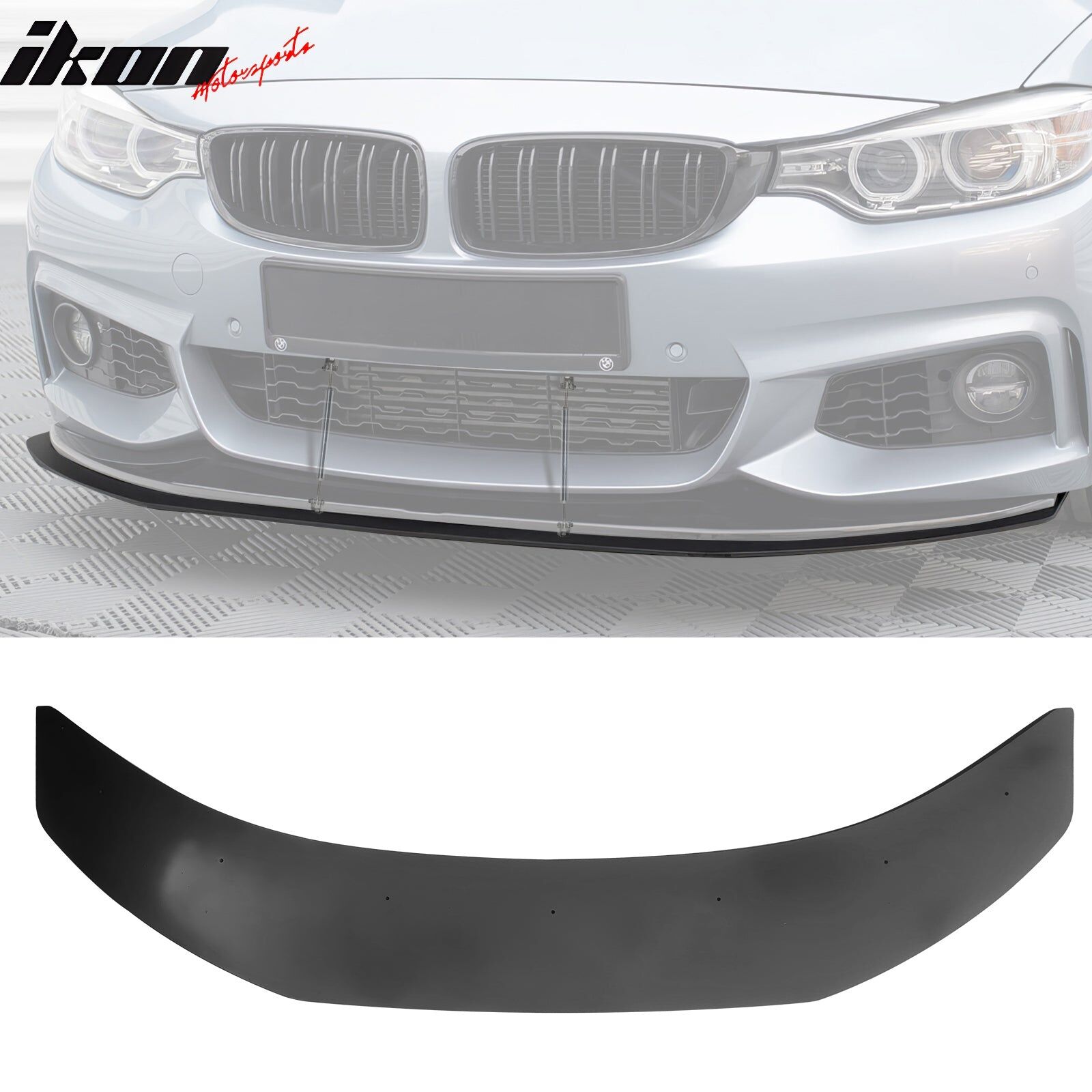 2014-2020 BMW 4-Series F32/F33/F36 Polyurethane Front Bumper Lip + Splitters + Gunmetal Rod