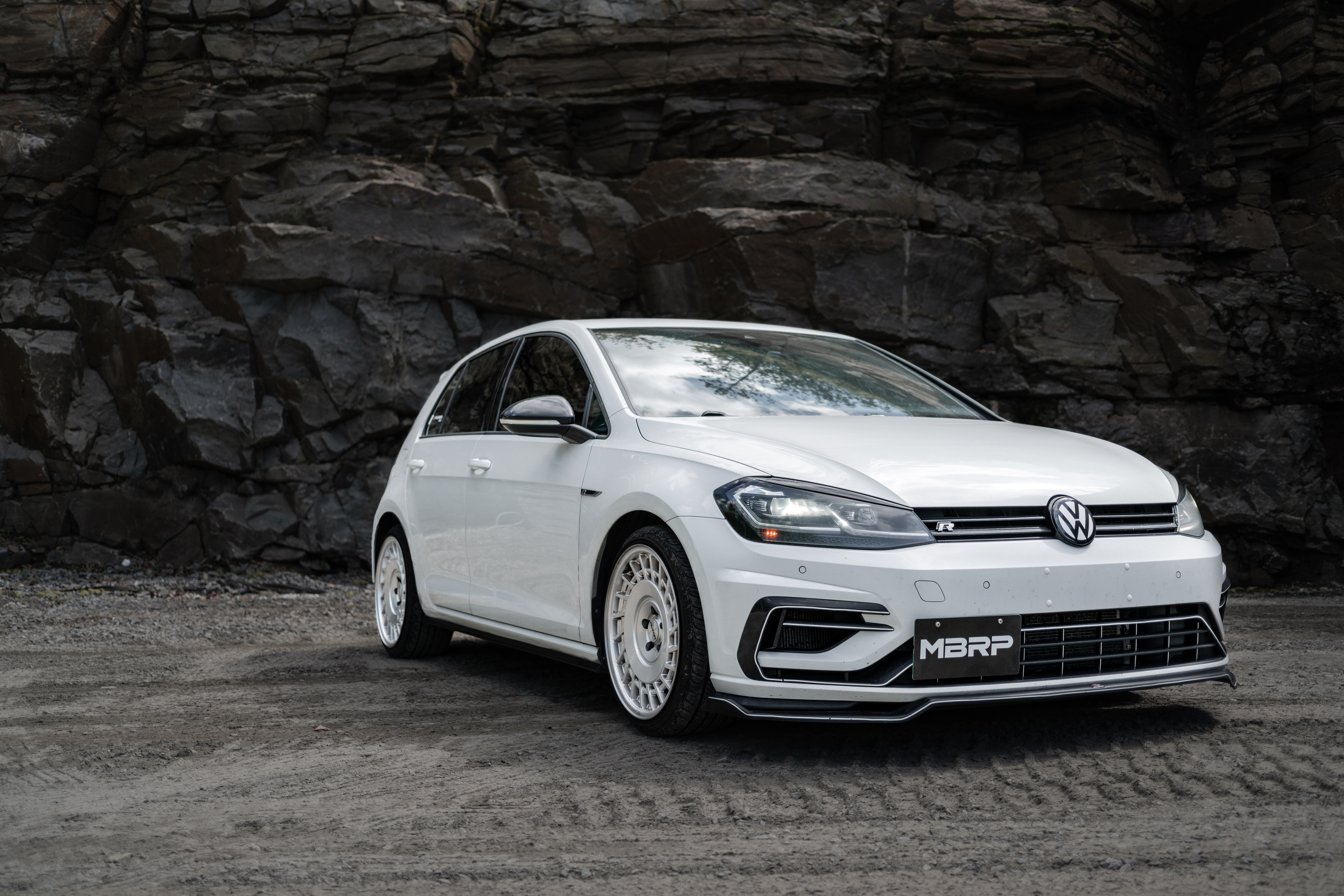 2015-2019 Volkswagen Golf R MBRP Exhaust S46033CF 3in. Cat-Back; Valve Delete; Quad Split Rear Exit; T304; CF Tips