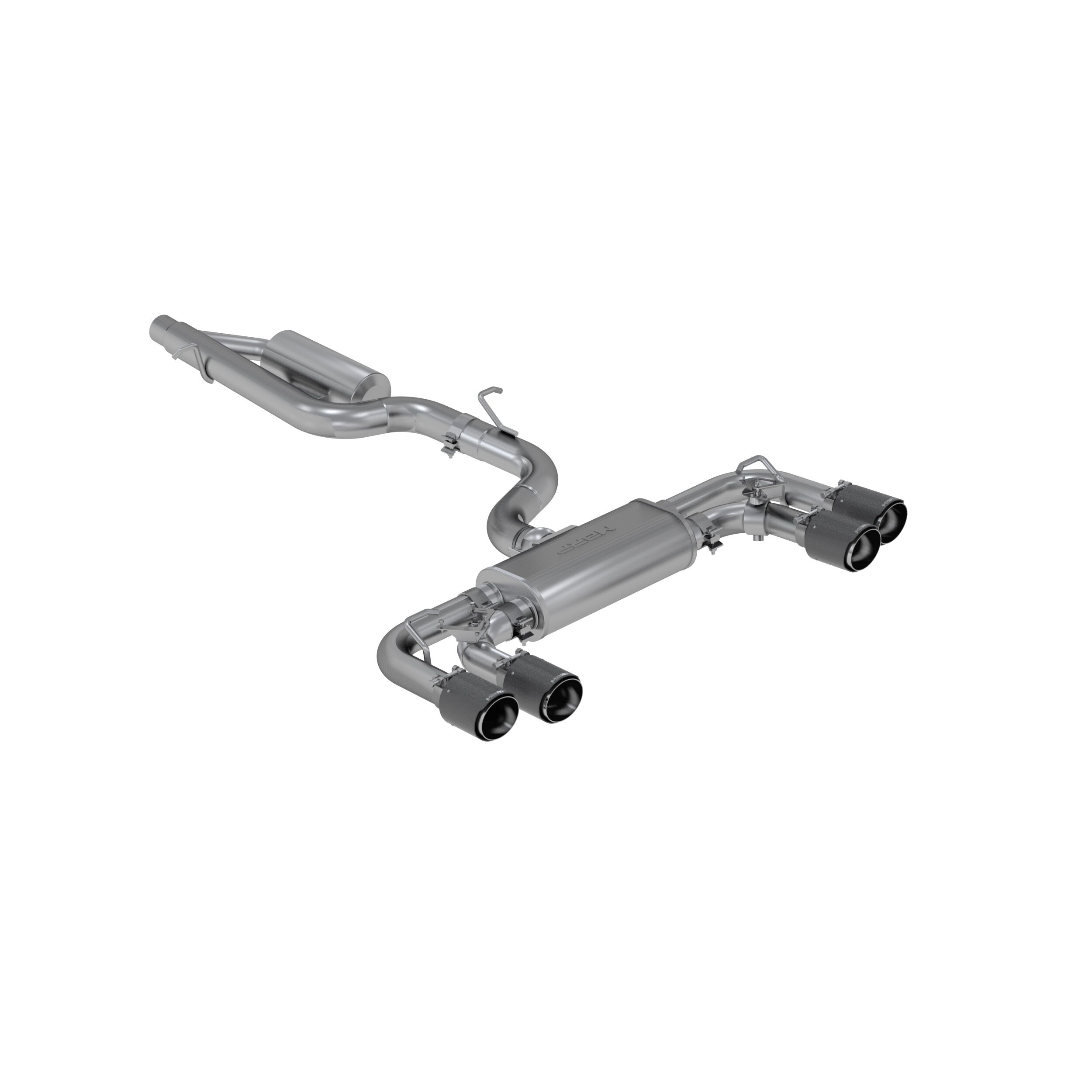 2015-2019 Volkswagen Golf R 2.0L MBRP Exhaust S46053CF 3in. Cat-Back; Quad Split Rear Exit; Active; T304; CF Tips - S46053CF
