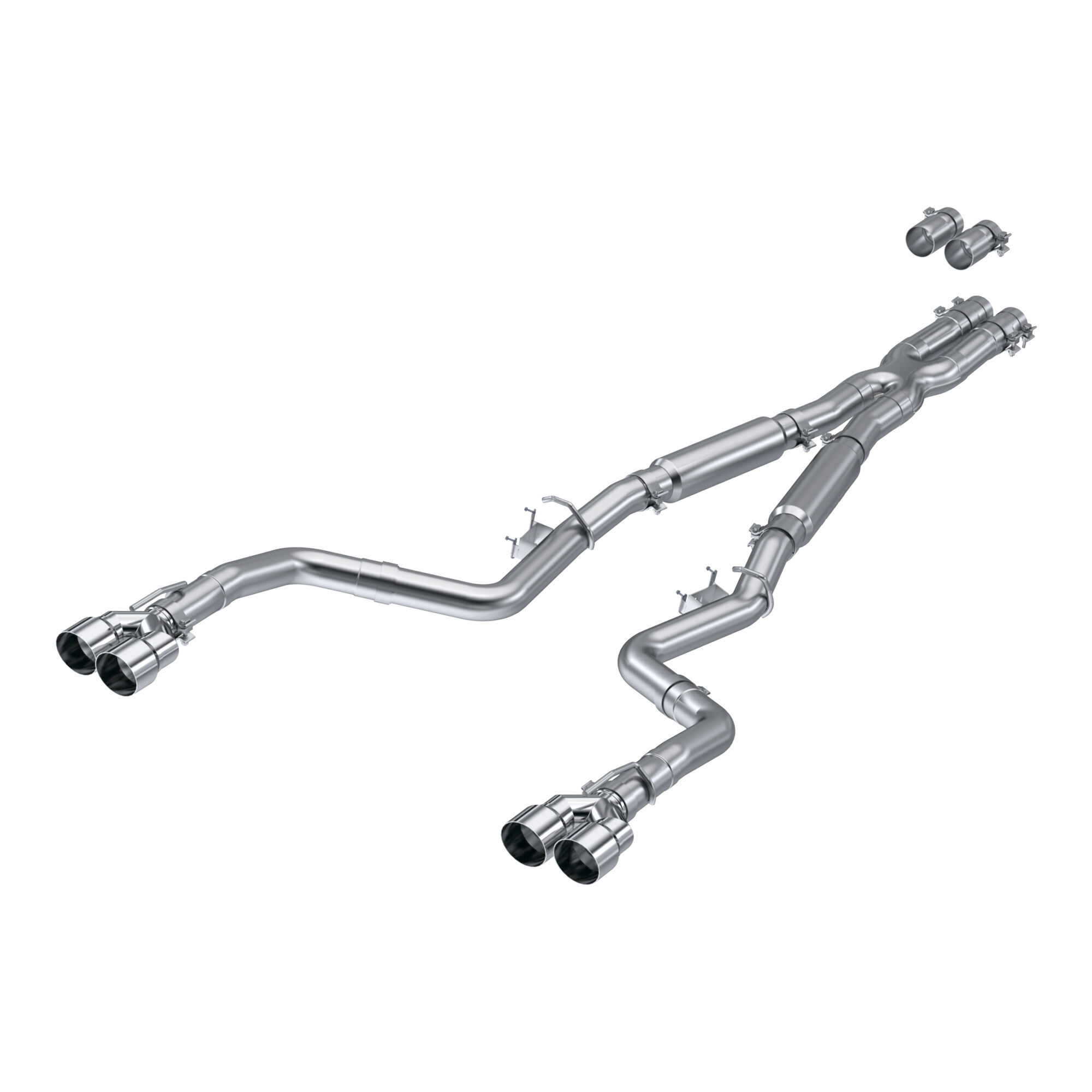 2015-2021 Dodge Challenger SRT Hellcat 6.2L V8 MBRP Exhaust 3in. Cat Back; Dual Rear; Quad Tips - S7113AL