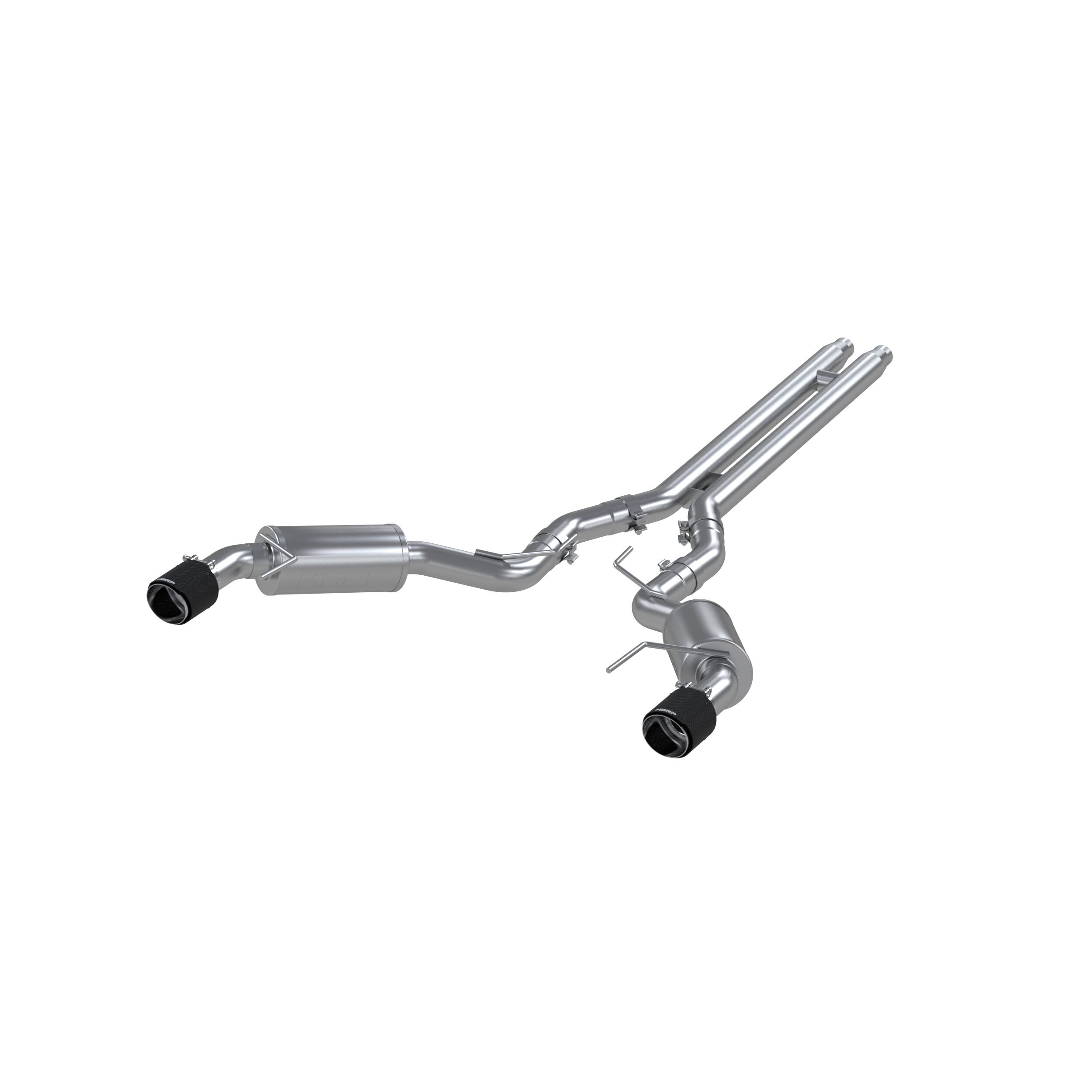 2015-2017 Ford Mustang GT 5.0L V8 MBRP Exhaust 3in. Cat Back; Dual Split Rear; Street Version; 4.5in. CF tips; T304 - S72773CF
