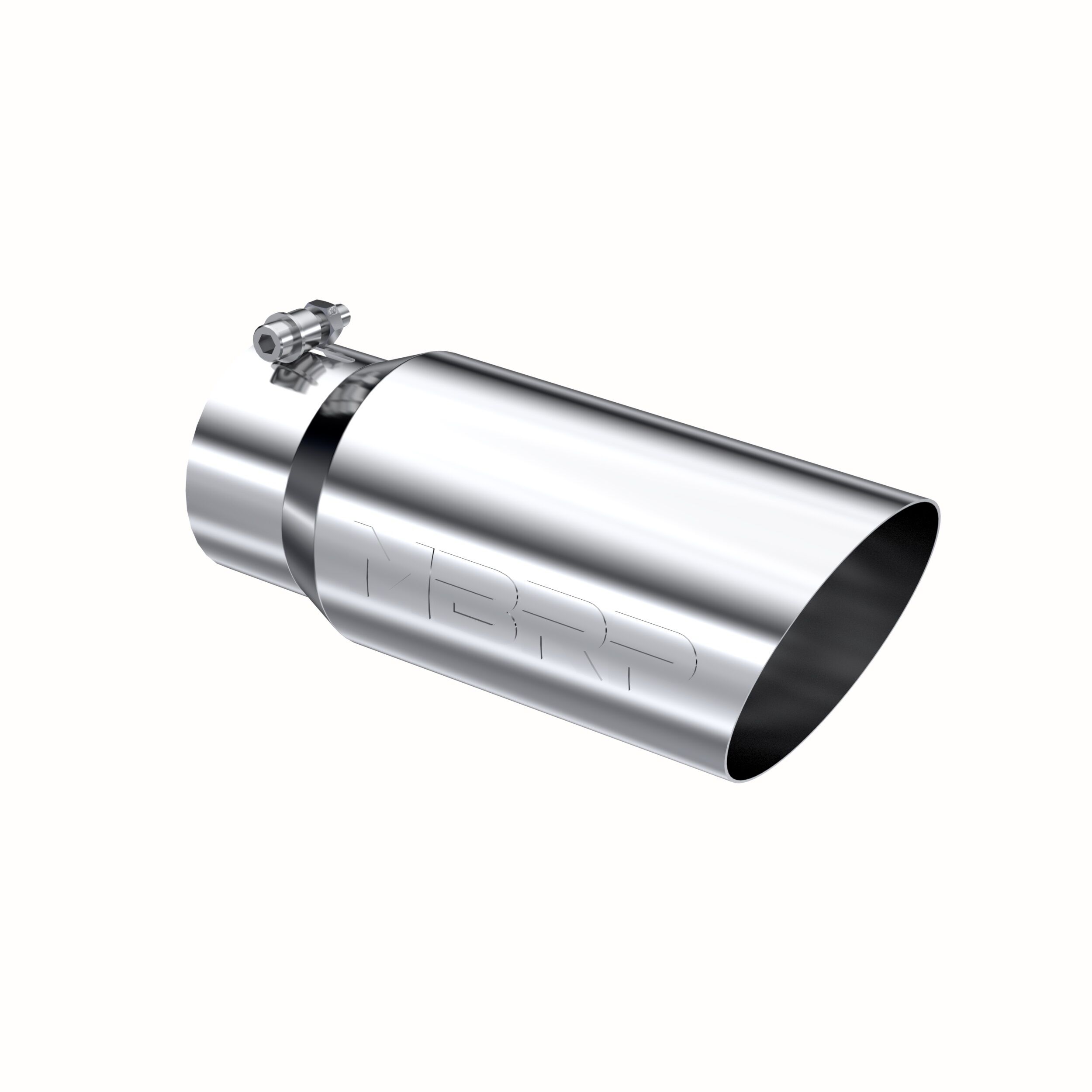 MBRP Exhaust T5052 Tip; 5in. O.D. Angled Single Walled 4in. inlet 12in. length; T304. - T5052