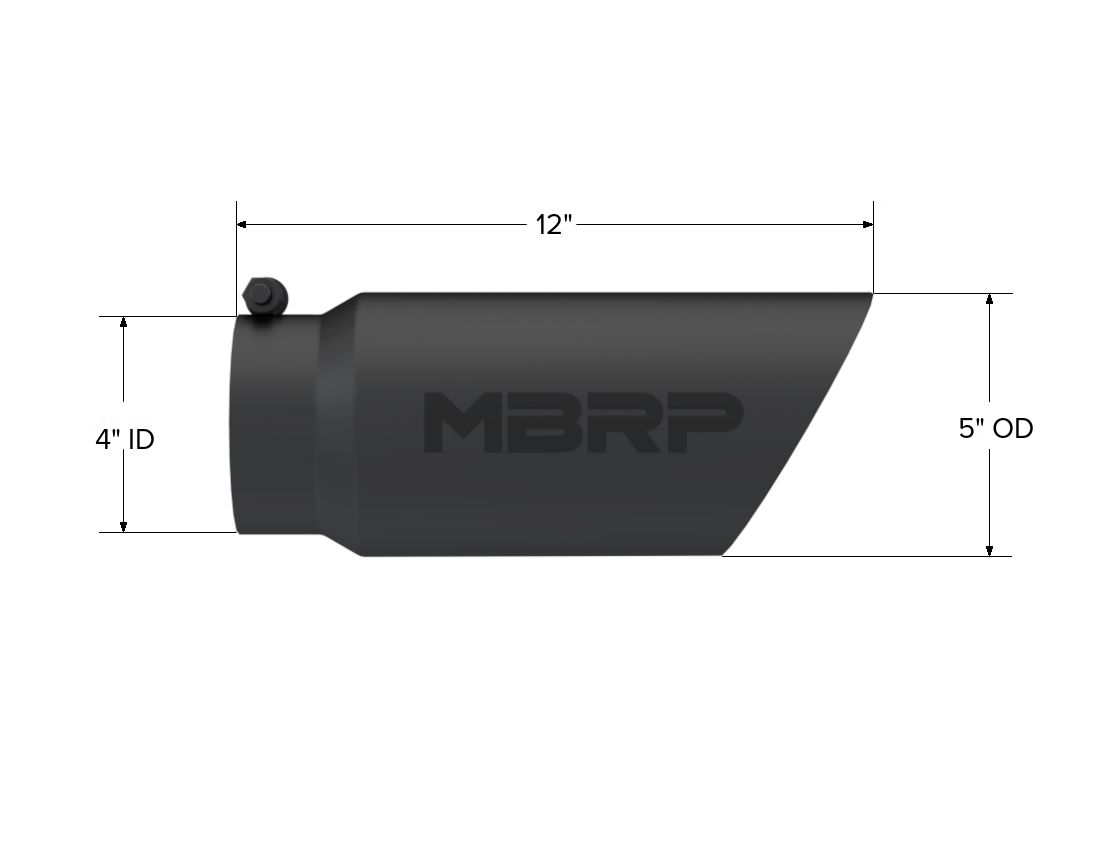 MBRP Exhaust T5053BLK Tip; 5in. O.D.; Dual Wall Angled; 4in. inlet 12in. Length; BLK