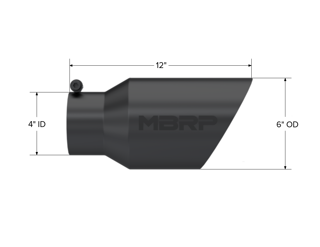 MBRP Exhaust T5072BLK Tip; 6in. O.D. Dual Wall Angled 4in. inlet 12in. Length. BLK.