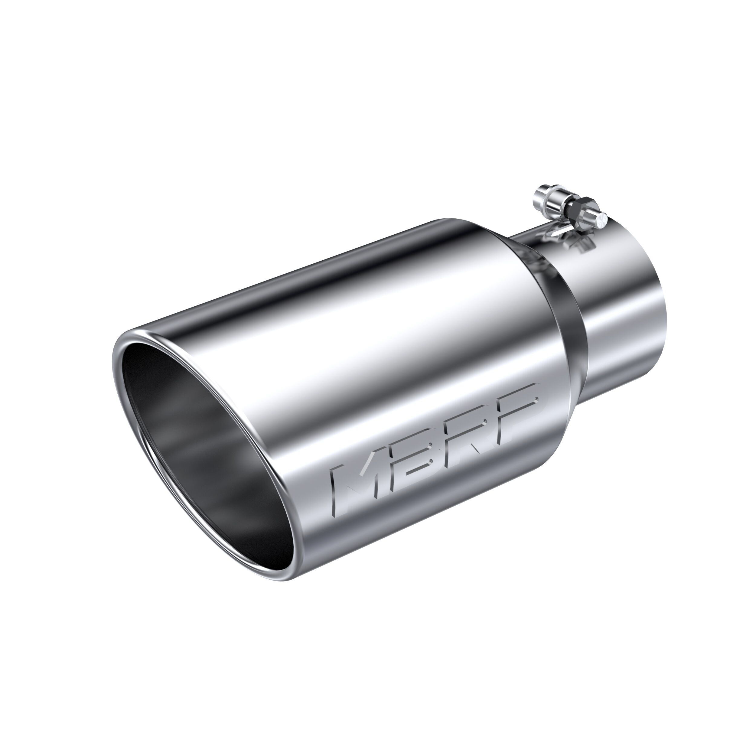 MBRP Exhaust T5073 Tip 6" OD; Angled Rolled End. 4" ID; 12" length; T304 Stainless Steel. - T5073