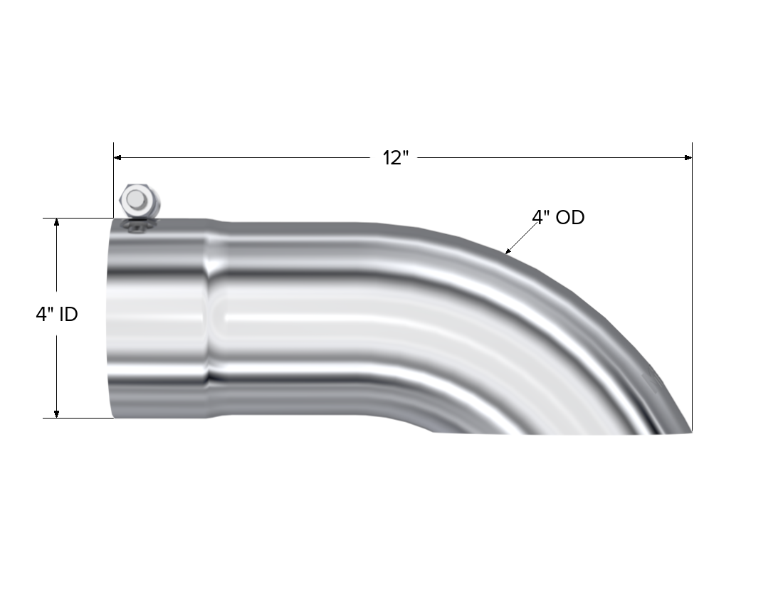 MBRP Exhaust T5081 Tip; 4in. O.D. Turn Down 4in. inlet 12in. length; T304.