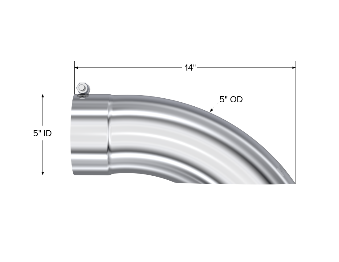 MBRP Exhaust T5085 Tip; 5in. O.D. Turn Down 5in. inlet 14in. length; T304.