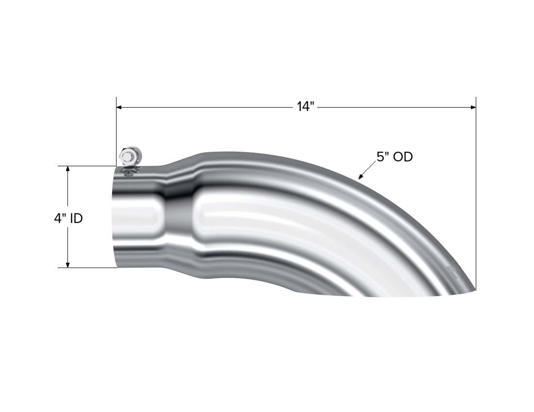 MBRP Exhaust T5086 Tip; 5in. O.D. Turn Down 4in. inlet 14in. length; T304.