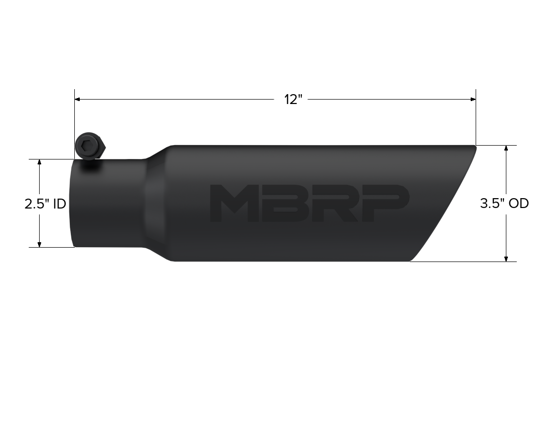 MBRP Exhaust T5106BLK Tip; 3in. O.D. Dual Wall Angled 2in. inlet 12in. Length; BLK