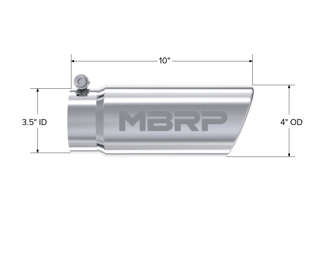 MBRP Exhaust T5112 Tip; 4in. O.D. Angled Rolled End 3in. inlet 10in. length; T304.
