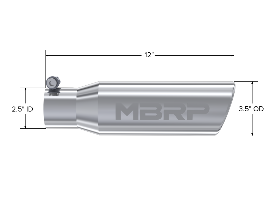 MBRP Exhaust T5113 Tip; 3in. O.D. Angled Rolled End 2in. inlet 10in. length; T304.