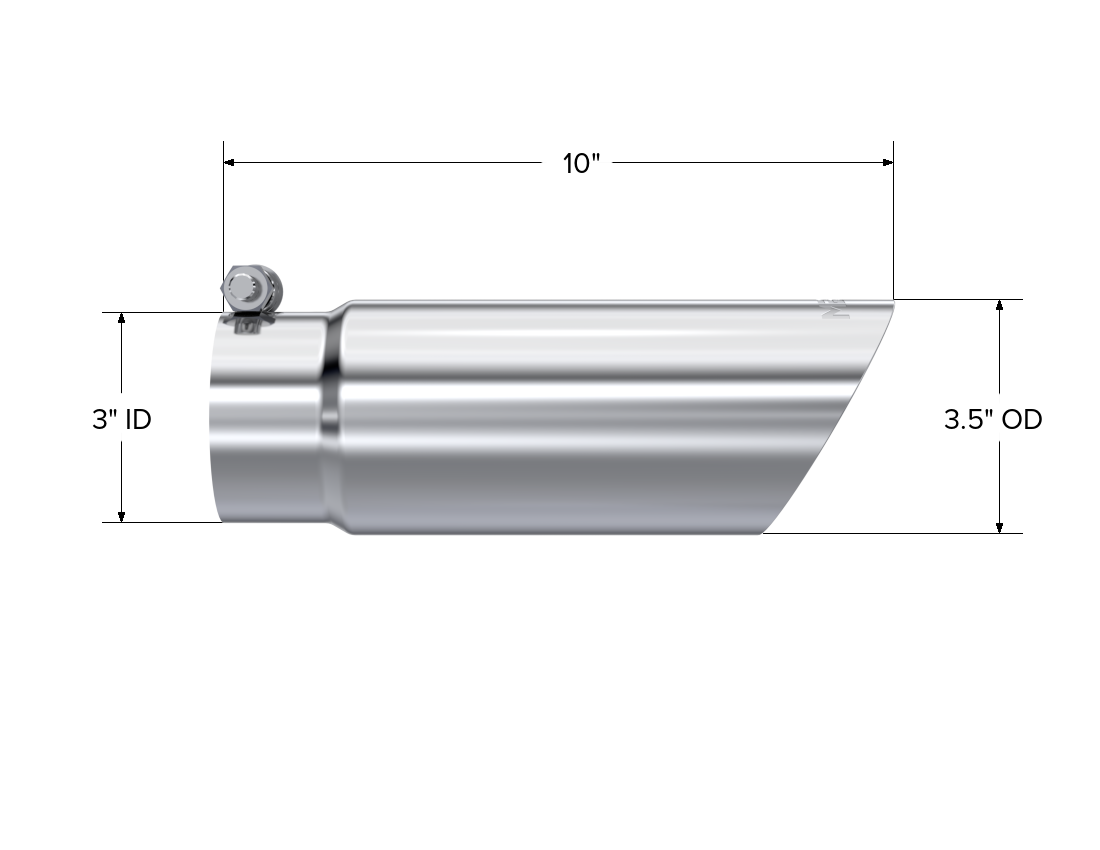 MBRP Exhaust T5114 Tip; 3in. O.D. Dual Wall Angled End 3in. inlet 12in. length; T304 Stainless.