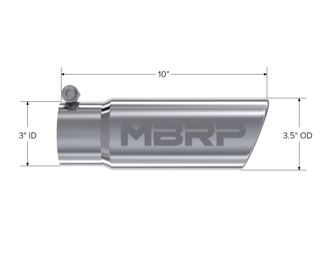 MBRP Exhaust T5115 Tip; 3in. O.D. Angled Rolled End 3in. inlet 10in. length; T304.