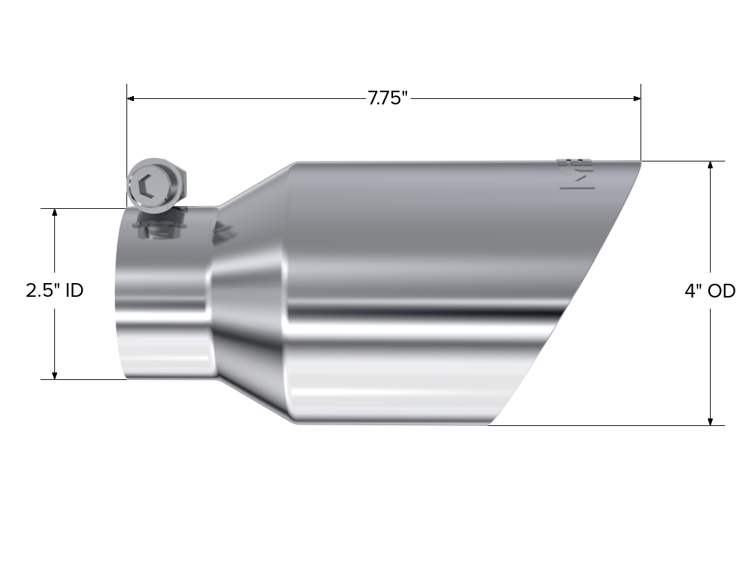 MBRP Exhaust T5123 Tip; 4in. O.D.; Dual Wall Angled; 2in. inlet; 8in. length; T304.