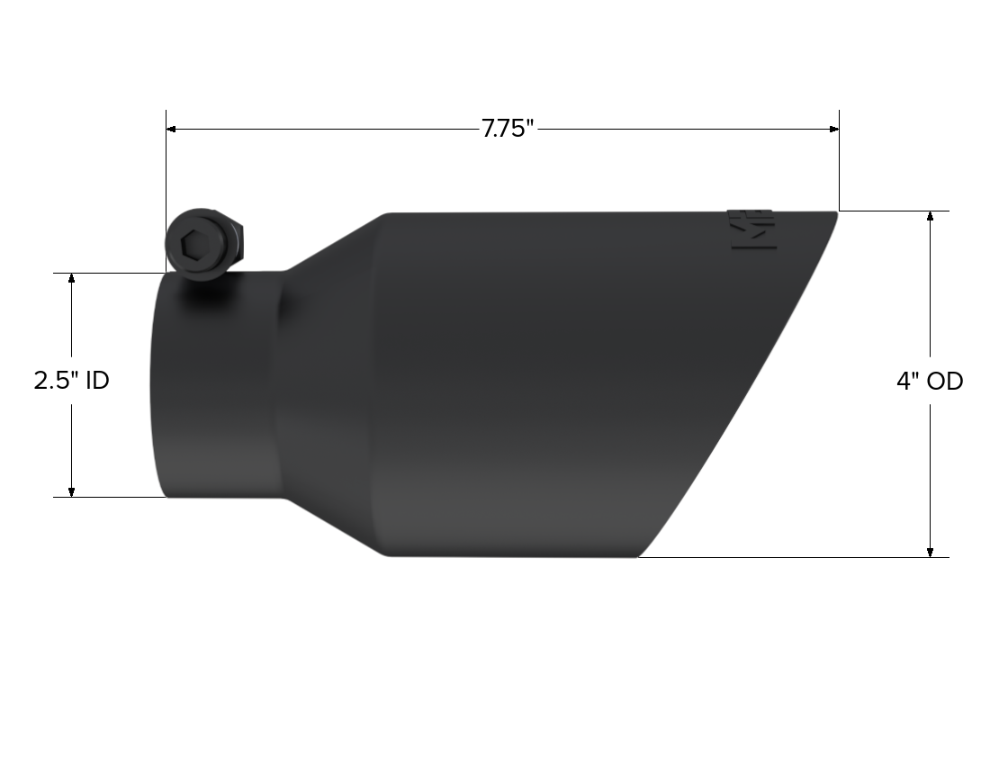 MBRP Exhaust T5123BLK Tip; 4in. O.D.; Dual Wall Angled; 2in. inlet; 8in. length; BLK.