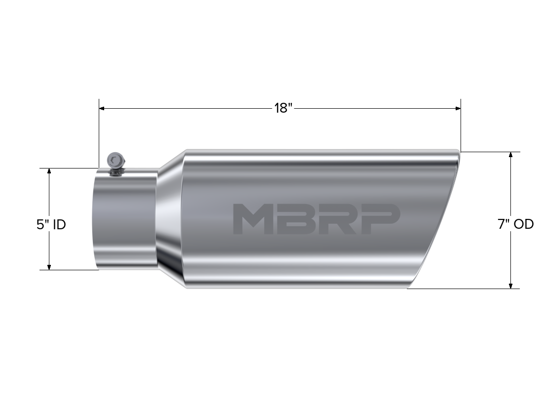 MBRP Exhaust T5127 Tip; 7in. O.D.; Rolled End; 5in. inlet 18in. in length; T304.