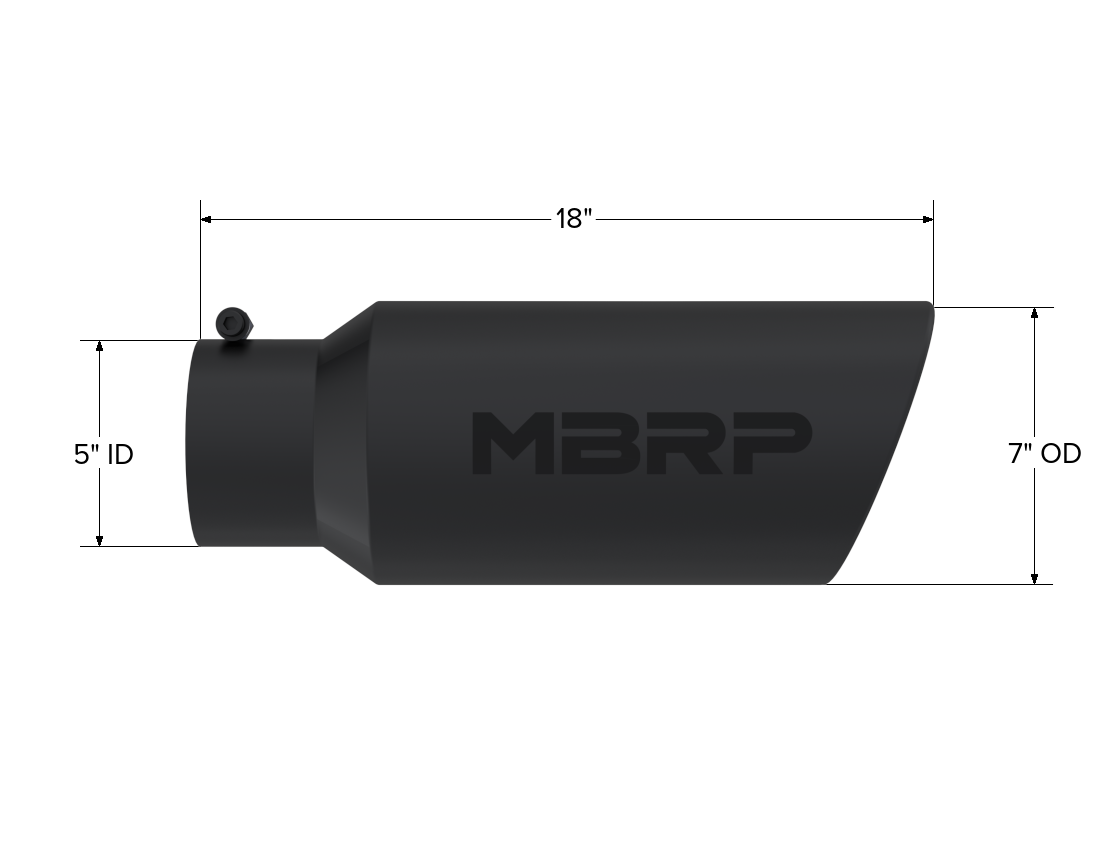 MBRP Exhaust T5127BLK Tip; 7in. O.D.; Rolled End; 5in. inlet 18in. in length; BLK.