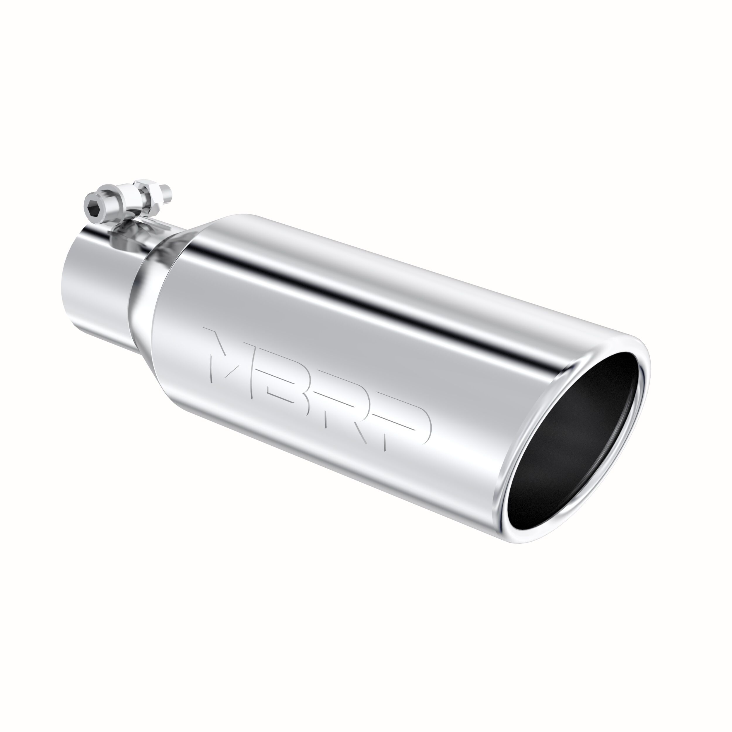 MBRP Exhaust 4in. OD; 2.5in. inlet; 12in. in length; Angled cut Rolled End; Clampless-no weld T304 - T5150
